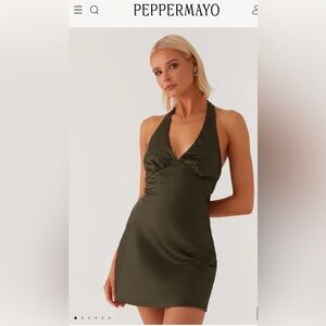 Pepper Mayo heavy hearted mini dress - olive